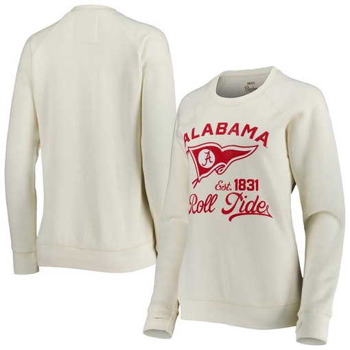 Wopressbox Cream Alabama Crimson Tide Old Standard Pennant Knobi Raglan Pullover Sweatshirt With State University Shirt