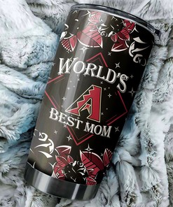 World's Best Moms with Beautiful Sunflower and MLB Logo - Arizona Diamondbacks MLB Tumbler with Baseball Tumbler Ideas