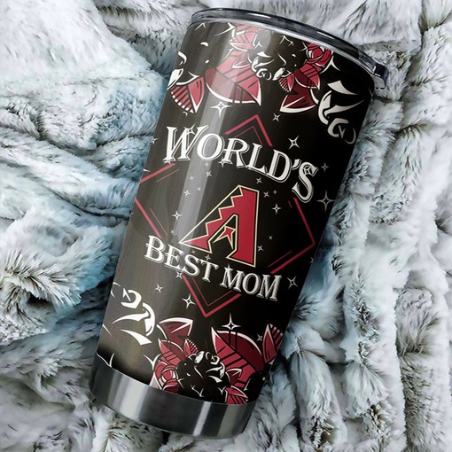 World's Best Moms with Beautiful Sunflower and MLB Logo - Arizona Diamondbacks MLB Tumbler with Baseball Tumbler Ideas