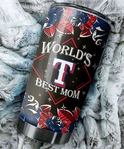 World's Best Moms with Custom MLB Logo - Texas Rangers MLB Tumbler with Personalized Tumbler and Tumbler Gift for Fans