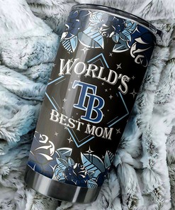 World's Best Moms with Personalized Design and MLB Logo - Tampa Bay Rays MLB Tumbler with Baseball Mom Tumbler Ideas