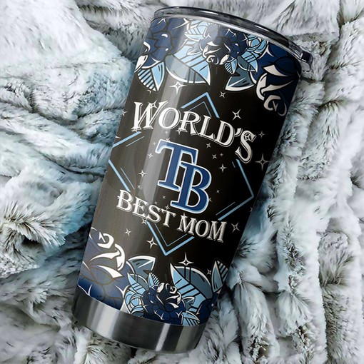 World's Best Moms with Personalized Design and MLB Logo - Tampa Bay Rays MLB Tumbler with Baseball Mom Tumbler Ideas