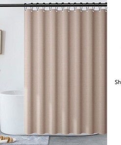 Worm Green Linen-textured Decorative Shower Curtain, Small Grommets for Extra Heavy Waterproof Curtain