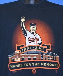 Y2K Baltimore Orioles Cal Ripken Jr. Memories #8 NCAA T-Shirt In Large State University Size