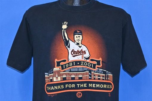 Y2K Baltimore Orioles Cal Ripken Jr. Memories #8 NCAA T-Shirt In Large State University Size