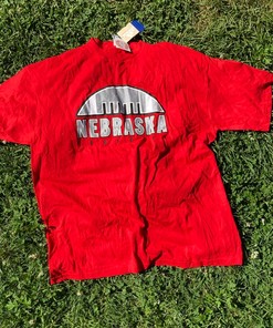 Y2K Nebraska Football Athletic Cotton Crewneck Sports Shirt, NCAA Apparel for Men