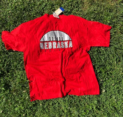 Y2K Nebraska Football Athletic Cotton Crewneck Sports Shirt, NCAA Apparel for Men