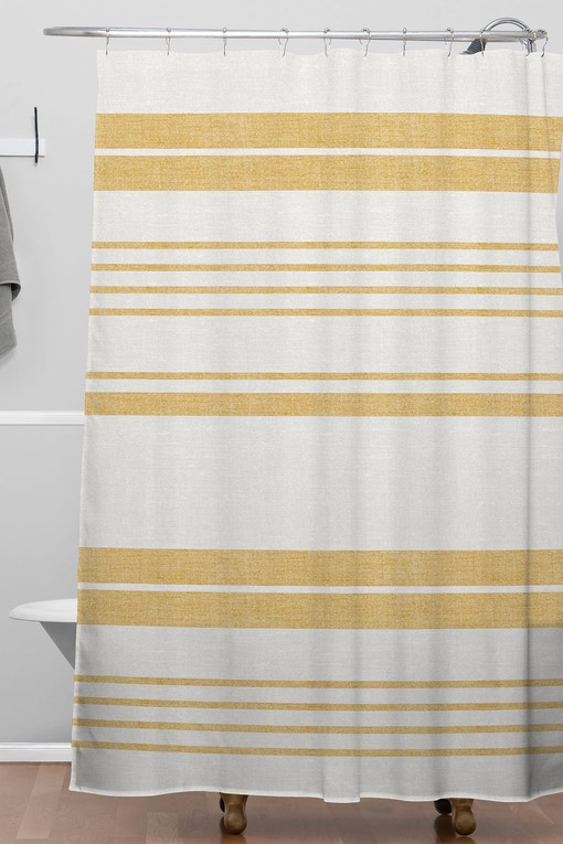 Yellow Bath Curtain with Farmhouse Touch - Stripe Shower Curtain for Perfect Bathroom Decoration - Image 3