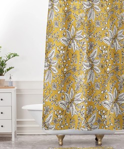 Yellow Boho Floral Shower Curtain, Cottagecore Bath Decor, Adds Warmth to Your Bathroom
