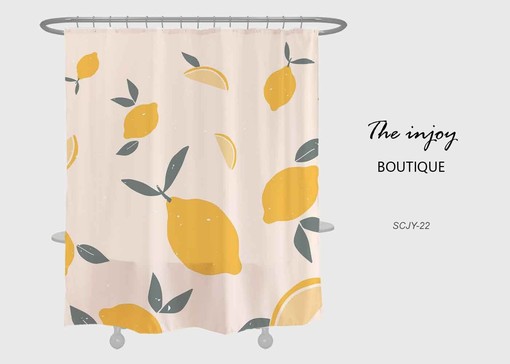 Yellow Lemon Fruit Print Shower Curtain for Kids Bathroom, Fun Ideas for Waterproof Customized Shower Curtains