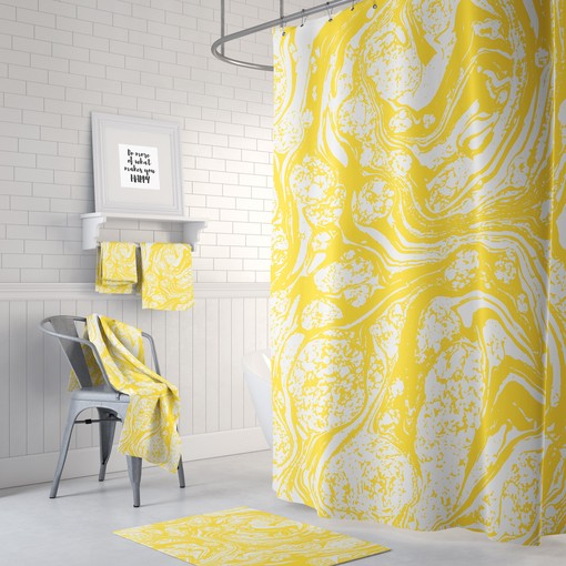 Yellow Marble Shower Curtain, Add a Playful Touch to Your Bathroom Decor | playful shower curtains