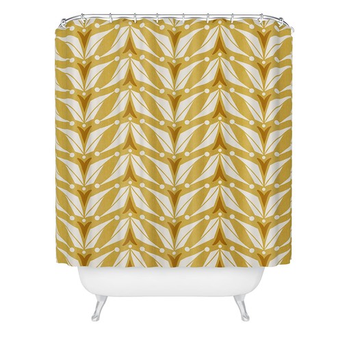 Yellow Mid Century Geometric Shower Curtain | Retro Bathroom Decor | Best Shower Curtains - Image 2