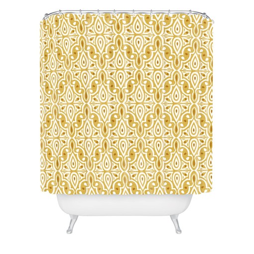 Yellow Moroccan Geometric Boho Shower Curtain, Touch of Boho Decor, Essential for Your Bathroom - Image 2
