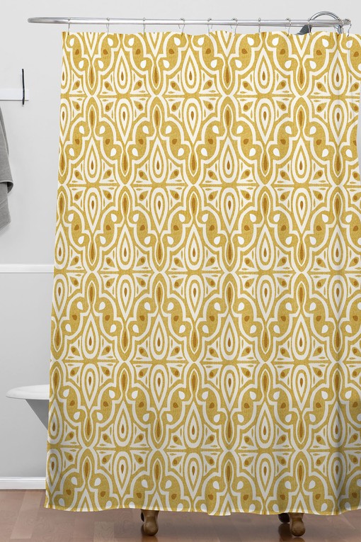 Yellow Moroccan Geometric Boho Shower Curtain, Touch of Boho Decor, Essential for Your Bathroom - Image 3