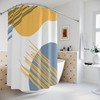 Yellow and Blue Circles Abstract Art Shower Curtain or Mat, Contemporary Minimalistic Curtain