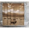 Yellowstone Bison Shower Curtain | Custom Bison Buffalo Animal Bathroom Decor | Vintage Bath Curtains