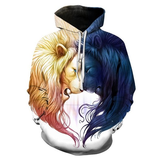 Yin and Yang Lion Epic Animals Full Size 3D Hoodie