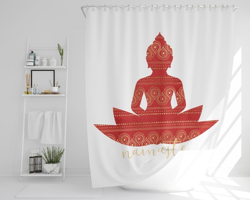 Yoga Spiritual Boho Shower Curtain / Inspirational Mandala Bath Print / Bathroom Art / Mindfulness Home Decor
