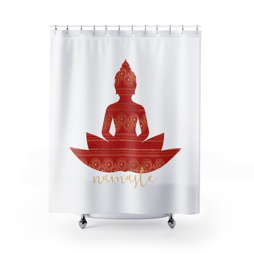 Yoga Spiritual Boho Shower Curtain / Inspirational Mandala Bath Print / Bathroom Art / Mindfulness Home Decor - Image 2