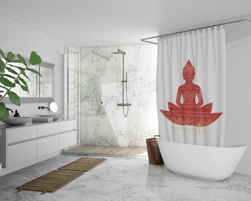 Yoga Spiritual Boho Shower Curtain / Inspirational Mandala Bath Print / Bathroom Art / Mindfulness Home Decor - Image 3