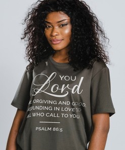 You Lord Are Forgiving & Good Abounding T-Shirt, Woman Bible Verse Psalm 86:5 Tee, Christian Apparel