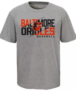 Youth Athletic Baseball Tee: MLB Baltimore Orioles Boys' Poly T-Shirt with Team Logo