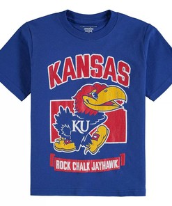Youth Champion Royal Kansas Jayhawks Strong Mascot Shirt - NCAA Shirts for Kids