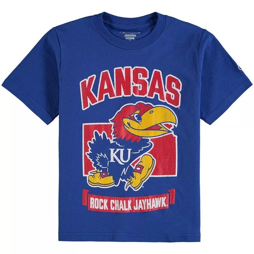 Youth Champion Royal Kansas Jayhawks Strong Mascot Shirt - NCAA Shirts for Kids - Image 2