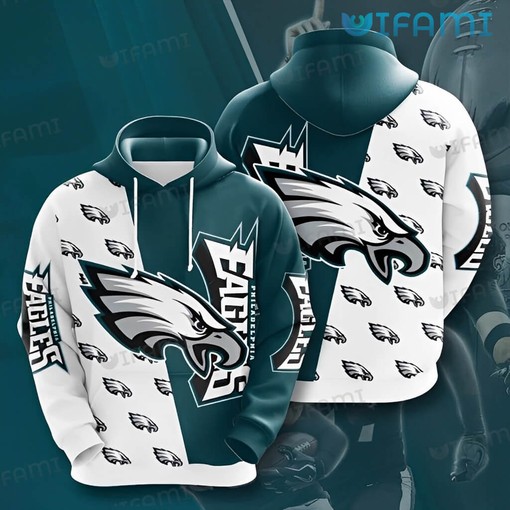 Youth Green White Logo Philadelphia Eagles Hoodies 3D with Custom Print