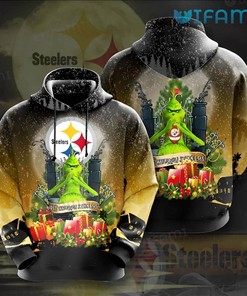 Youth Grinch Christmas Box - Steelers 3D All Over Print Hoodie with Festive Design