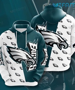 Youth Philadelphia Eagles White Green Logo 3D Hoodies with All Over Print