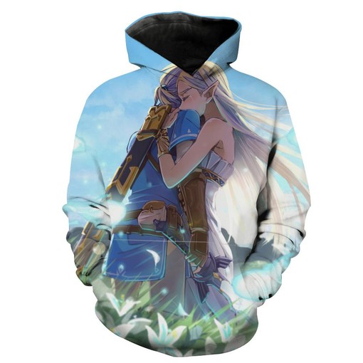 Zelda And Link Cute Video Games All Over Print 3D Hoodie for Gamers