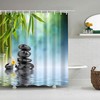 Zen Stones and Bamboo Restroom Shower Curtain | Meditation Relaxation Calm Mindfulness Home Bathroom Decor