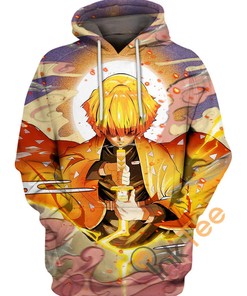 Zenitsu Agatsuma Coward Demon Slayer Custom All Over Print 3D Hoodie - Perfect for Anime Fans