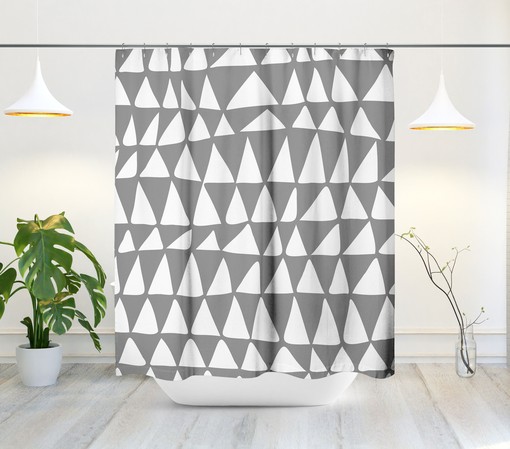 Zigzag Contemporary Douchegordijn with Abstract Design - Grey and White - Image 2