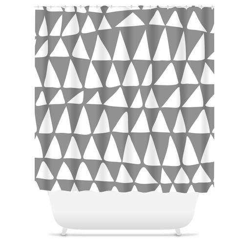 Zigzag Contemporary Douchegordijn with Abstract Design - Grey and White - Image 3