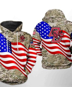 Zip Your Patriotism with Boston College Eagles NCAA US Flag Camo Veteran 3D Hoodie Featuring Custom All Over Print