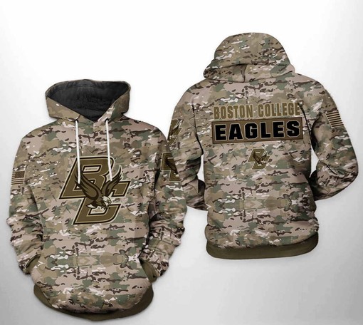 Zip into the Game with Boston College Eagles NCAA Camo Veteran 3D Hoodie Zipper Hoodie