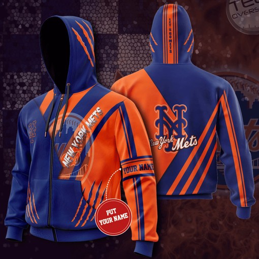Zip up Your Mets Fandom with New York Mets Zip-Up Hoodie 3D