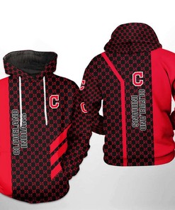 Zipper Hoodie with All Over Print Design for Cleveland Indians MLB Fans