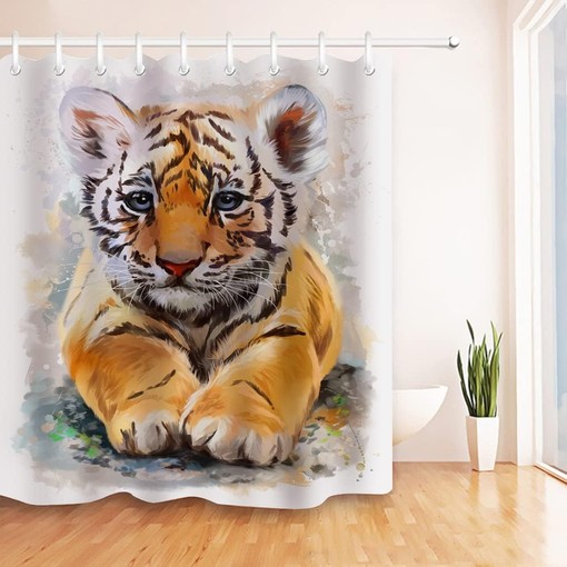 Adorable Little Tiger Fabric Shower Curtain for Kids Bathroom - Image 2
