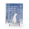 Adorable Polar Bear Penguin Christmas Shower CurtainAnimal Holiday Theme Bathroom Decor