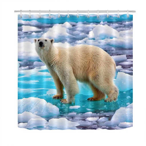 Arctic Polar Bear Shower CurtainIce Ground Bathroom Decor - Image 2
