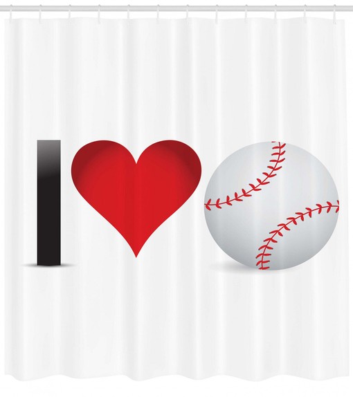 Baseball Heart Shower Curtain with Sports Image Decor for Bathroom Decor - Image 2