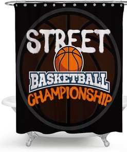 Black Street Basketball Championship Shower Curtain for Bathroom Decor