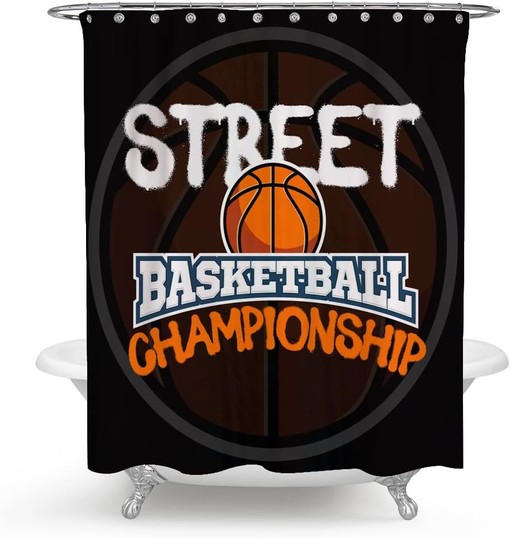 Black Street Basketball Championship Shower Curtain for Bathroom Decor