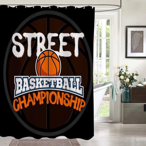 Black Street Basketball Championship Shower Curtain for Bathroom Decor - Image 3