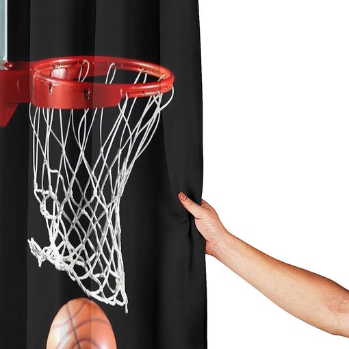 Boys Basketball Hoop Modern Black Cloth Print Shower Curtain for Bathroom Decor - Image 4