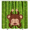 Brown Monkey Hanging Ape Bamboo Green Tree Cute Monkey Shower Curtain for Bathroom Decor
