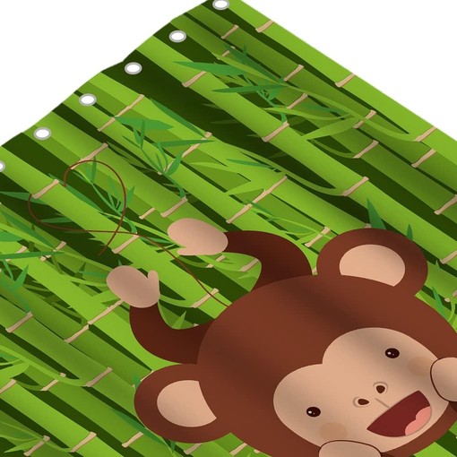 Brown Monkey Hanging Ape Bamboo Green Tree Cute Monkey Shower Curtain for Bathroom Decor - Image 4